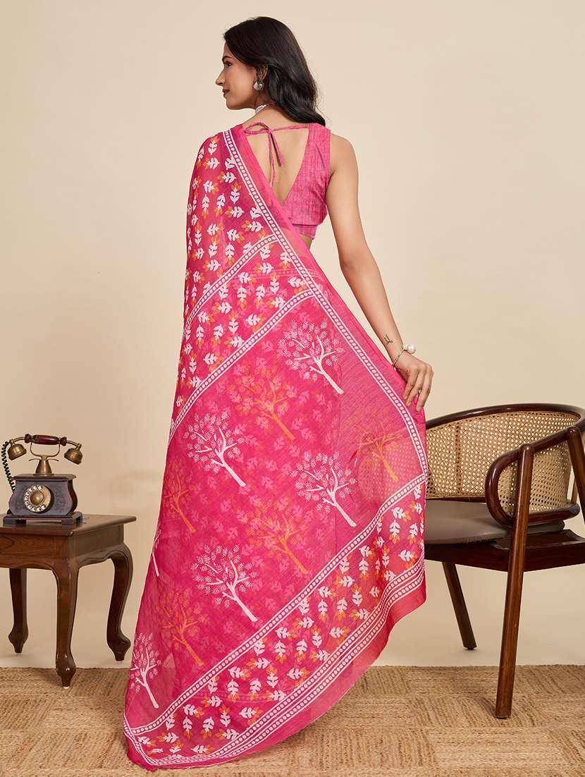 women printed casual wear saree with blouse - 22058794 - Standard Image - 3