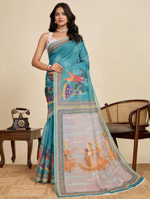 women printed casual wear saree with blouse - 22058797 -  Standard Image - 0