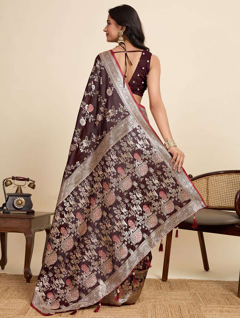 women self design banarasi saree with blouse - 22058806 -  Standard Image - 3