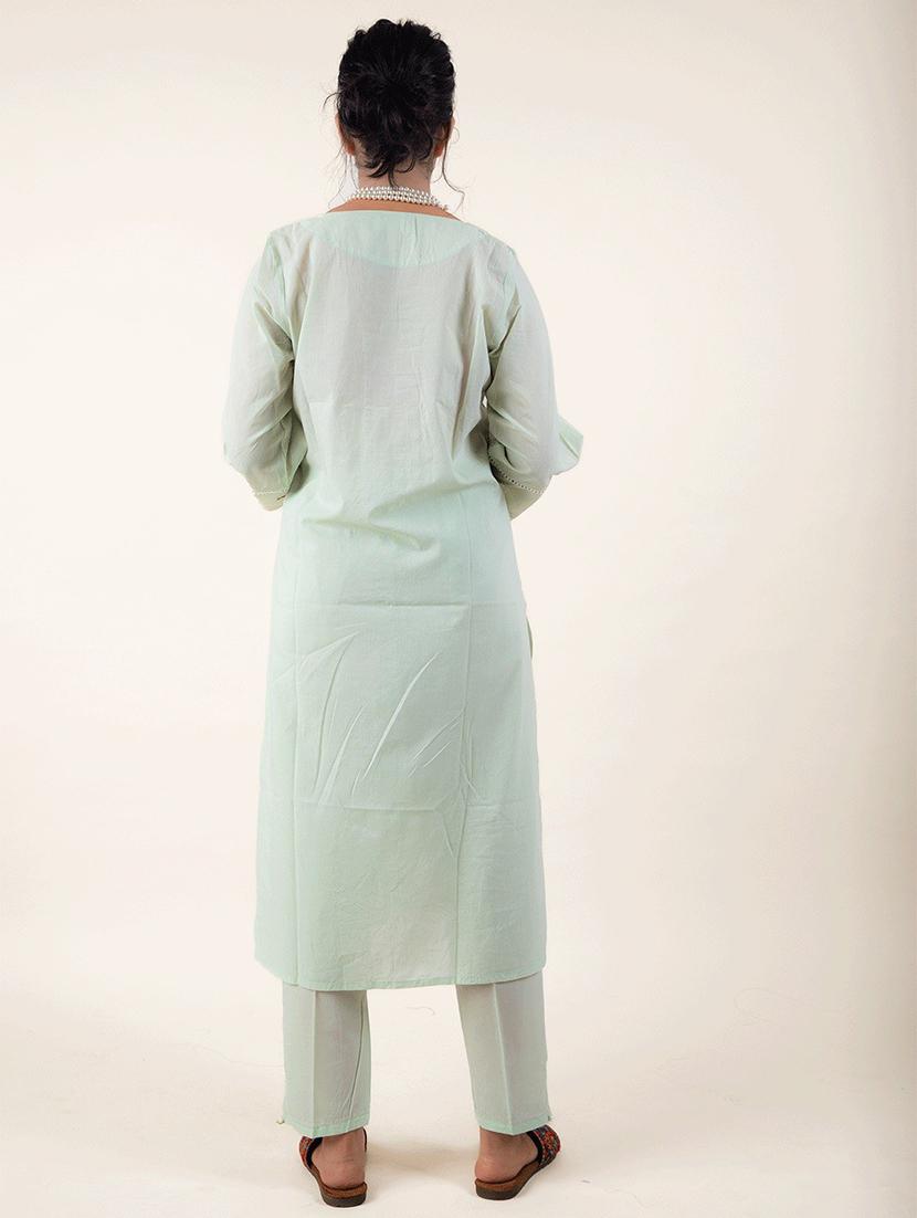 women three quarter sleeve kurta pant set - 22058971 - Standard Image - 3