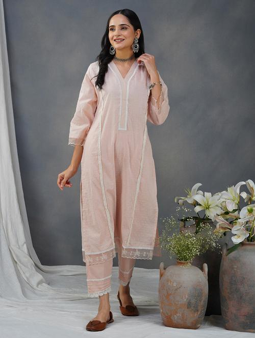 women three quarter sleeve kurta pant set - 22059027 - Standard Image - 0