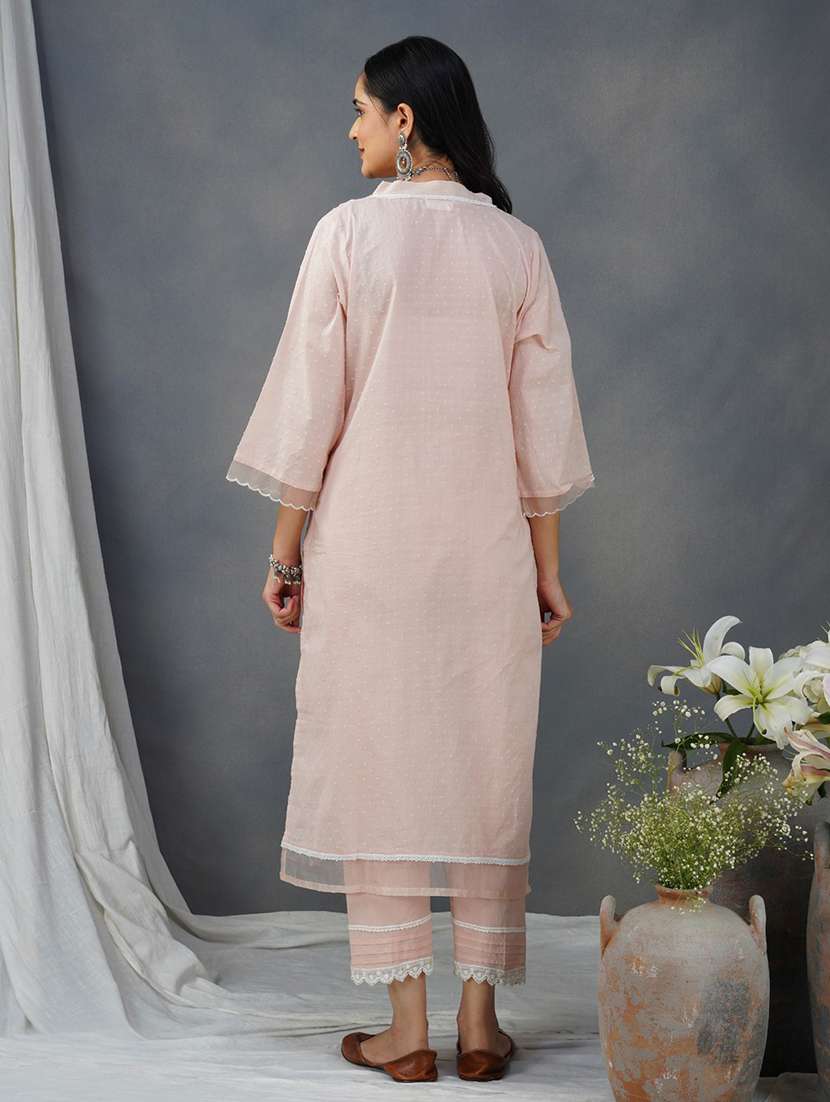 women three quarter sleeve kurta pant set - 22059027 - Standard Image - 3