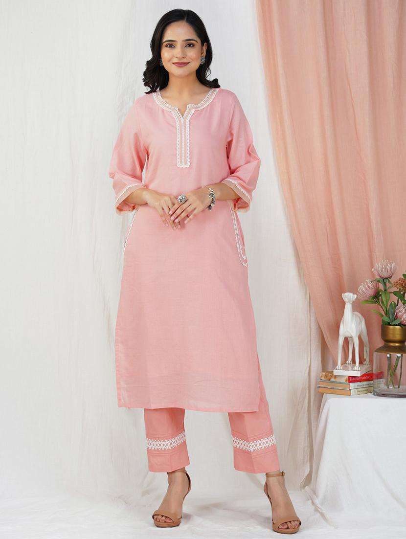women three quarter sleeve kurta pant set