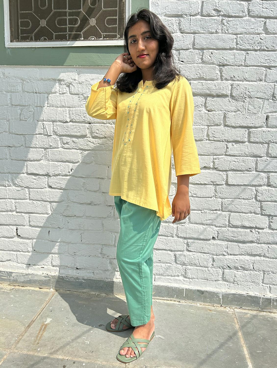 yellow cotton kurta pant set - 22059125 - Standard Image - 3