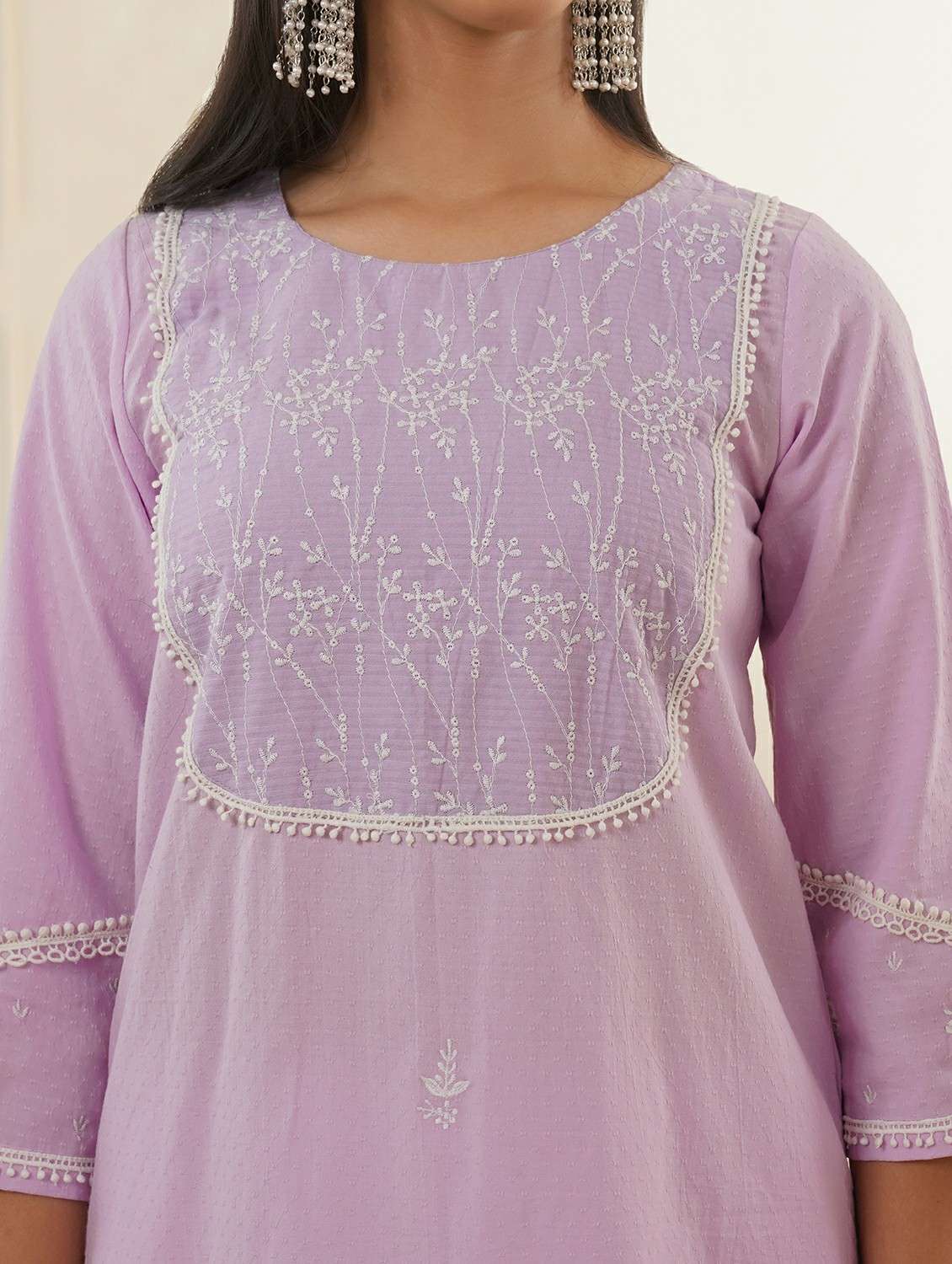 women three quarter sleeve kurta pant set - 22059230 - Standard Image - 5
