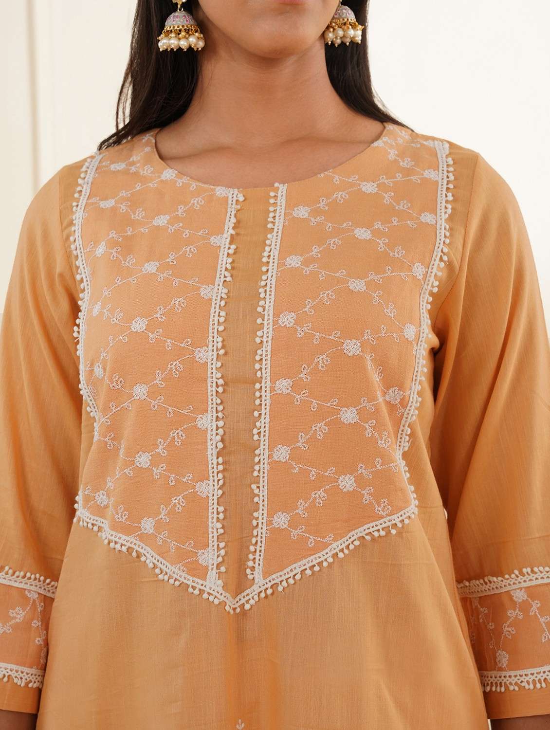 women three quarter sleeve kurta pant set - 22059233 -  Standard Image - 5