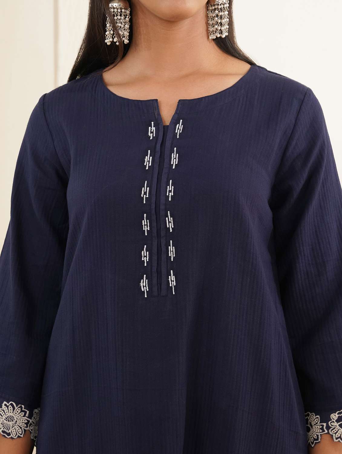 women three quarter sleeve kurta pant set - 22059234 -  Standard Image - 5