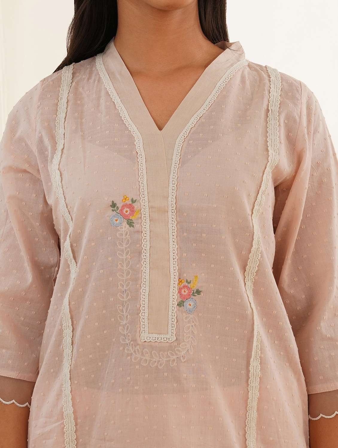 women three quarter sleeve kurta pant set - 22059246 - Standard Image - 3