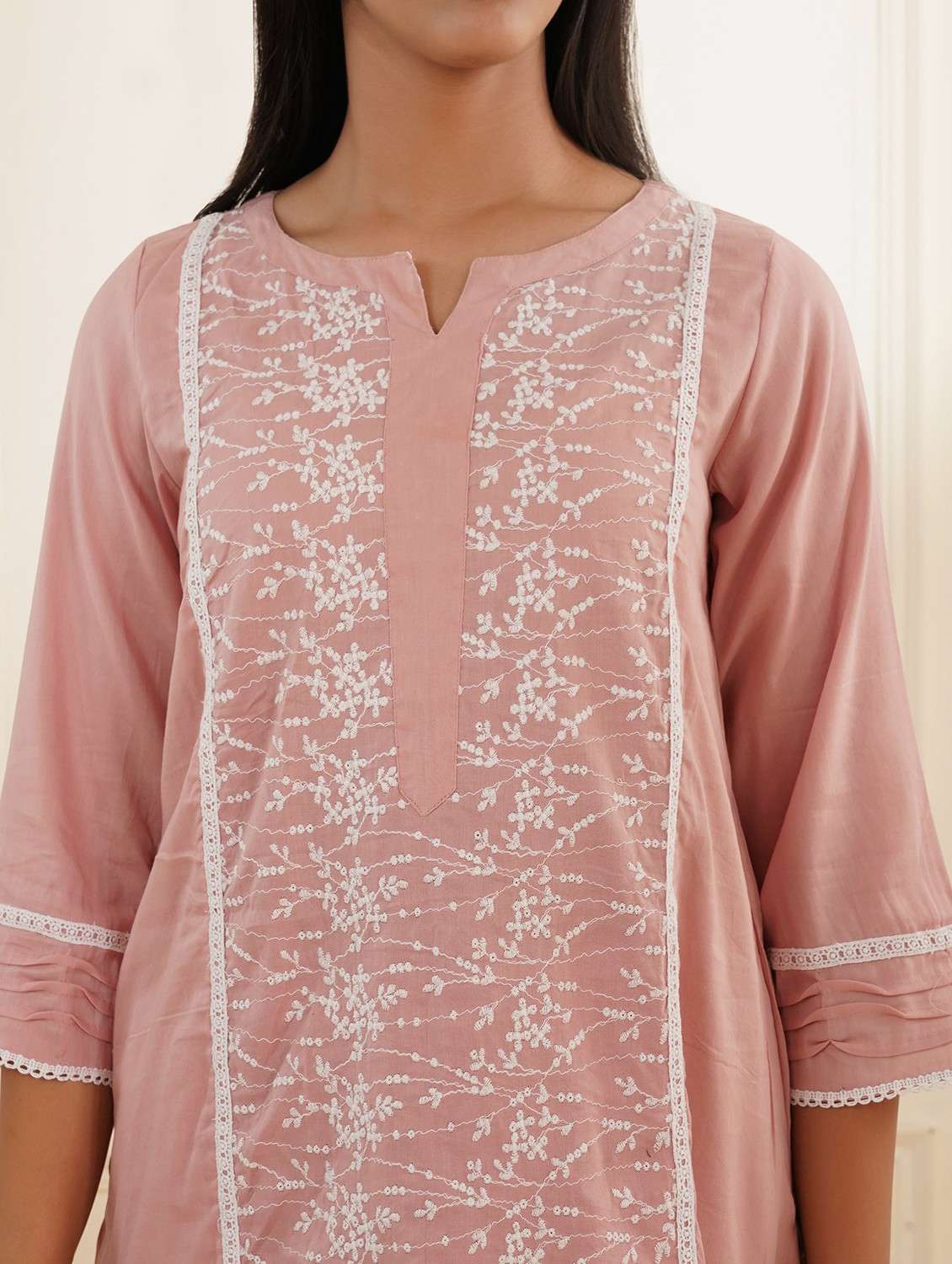 women three quarter sleeve kurta pant set - 22059247 -  Standard Image - 3