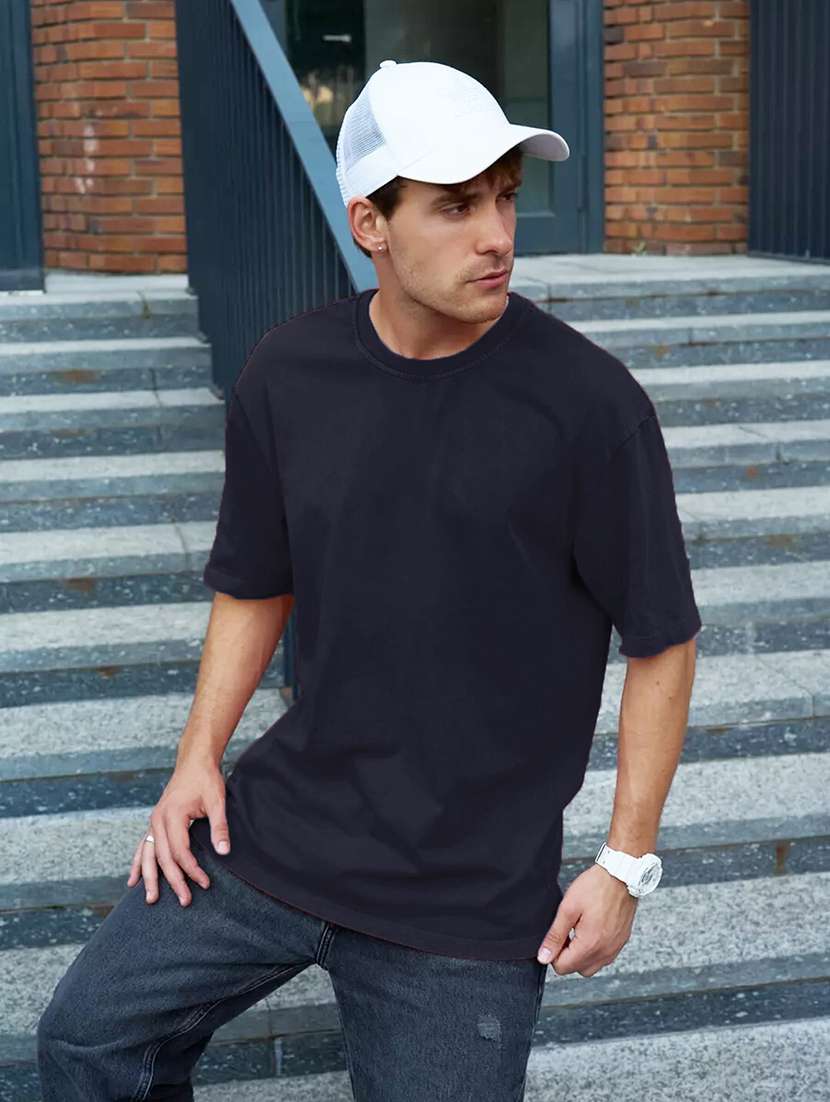men solid short sleeve loose fit shirt