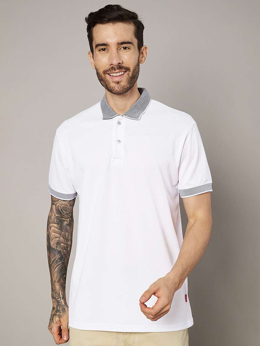 men solid short sleeve regular fit polo t-shirt