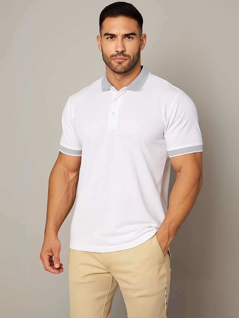 men solid short sleeve regular fit polo t-shirt