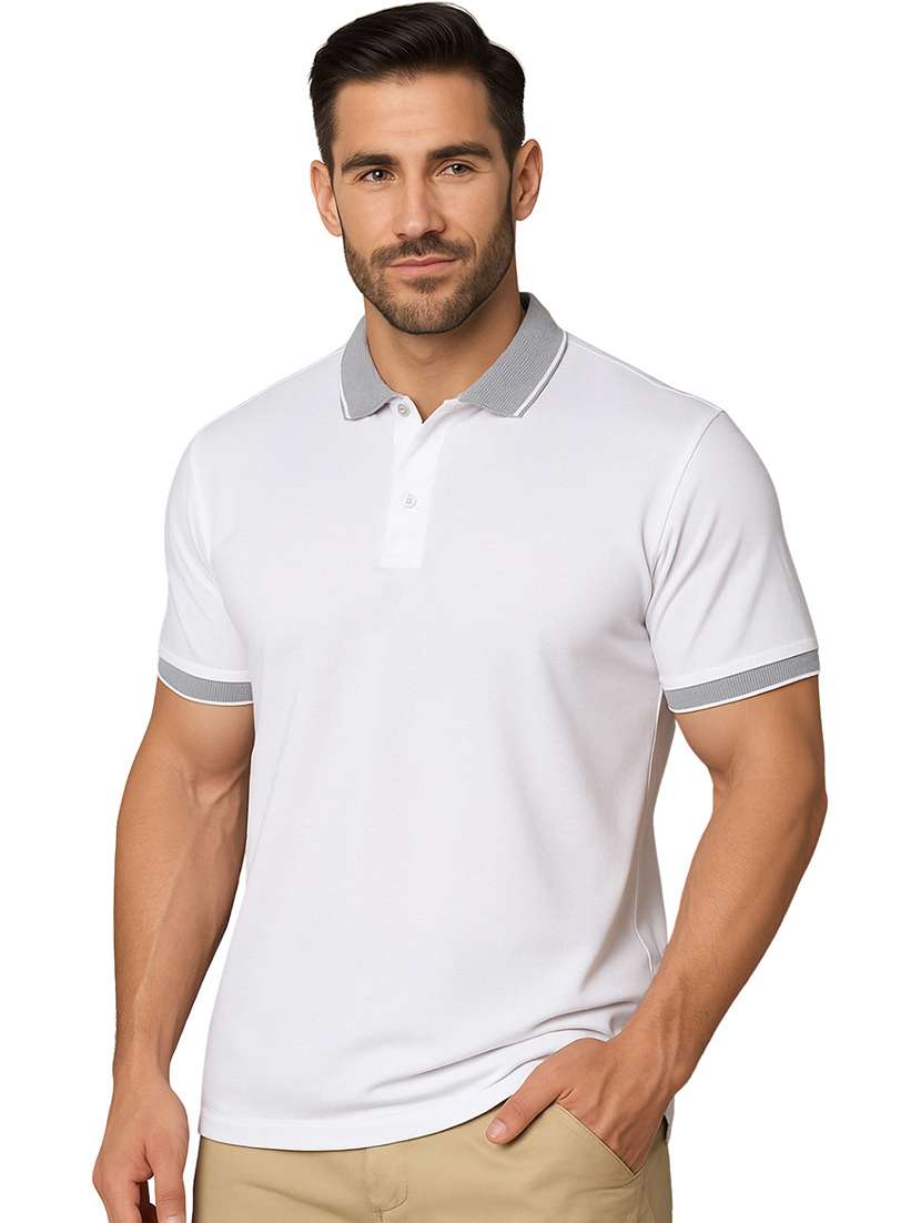 men solid short sleeve regular fit polo t-shirt