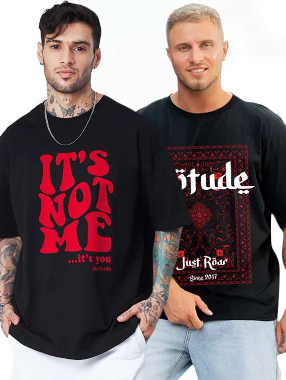 men pack of 2 printed short sleeve oversized fit t-shirt - 22059354 - Zoom Image - 0