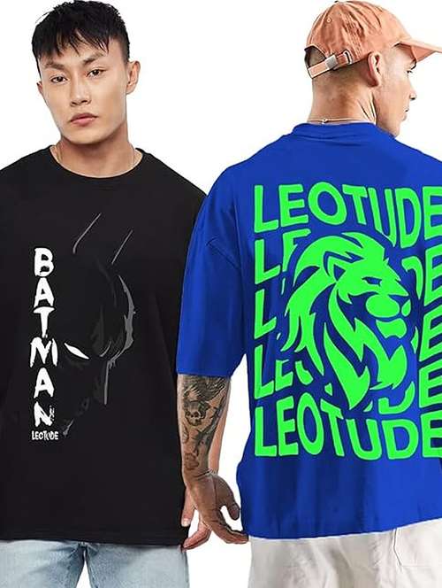 men pack of 2 printed short sleeve oversized fit t-shirt - 22059358 - Standard Image - 0