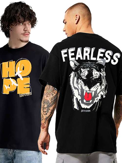 men pack of 2 printed short sleeve oversized fit t-shirt - 22059361 - Standard Image - 0