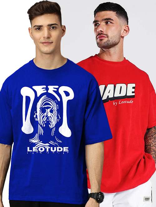 men pack of 2 printed short sleeve oversized fit t-shirt - 22059372 - Standard Image - 0