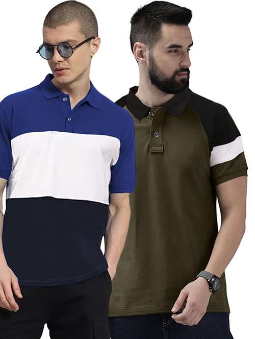 men pack of 2 printed short sleeve regular fit polo t-shirt - 22059421 - Standard Image - 0