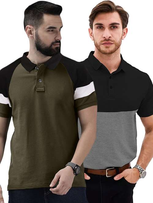 men pack of 2 printed short sleeve regular fit polo t-shirt - 22059425 - Standard Image - 0