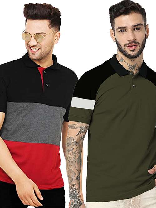 men pack of 2 printed short sleeve regular fit polo t-shirt - 22059426 - Standard Image - 0