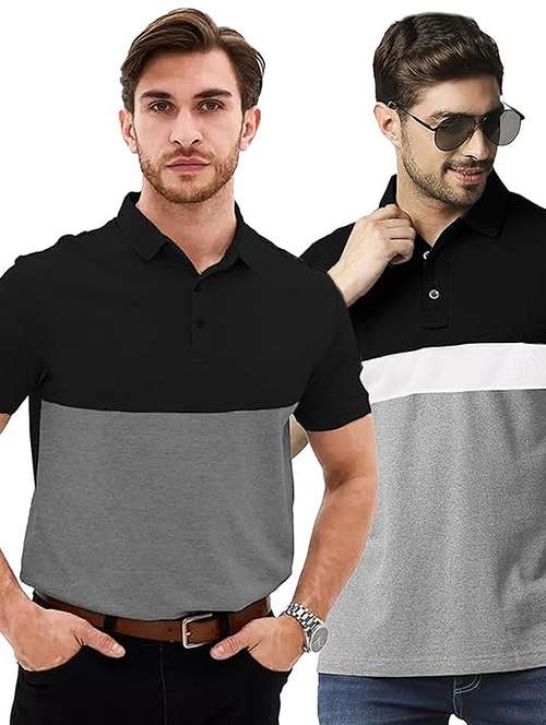 men pack of 2 printed short sleeve regular fit polo t-shirt - 22059431 - Standard Image - 0