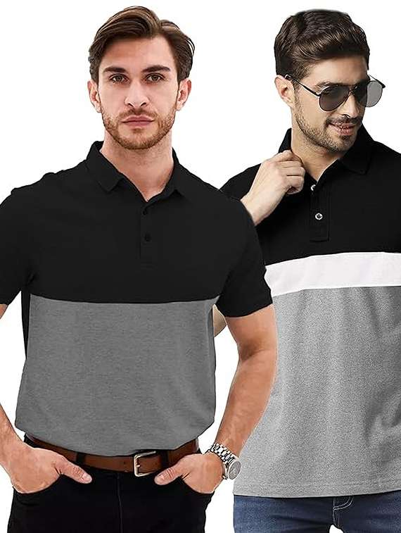 men pack of 2 printed short sleeve regular fit polo t-shirt - 22059431 - Zoom Image - 0