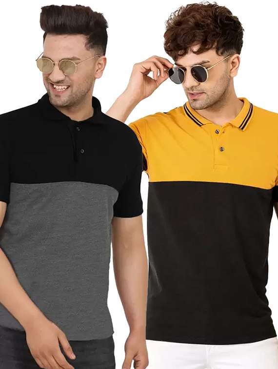 men pack of 2 printed short sleeve regular fit polo t-shirt - 22059434 - Zoom Image - 0
