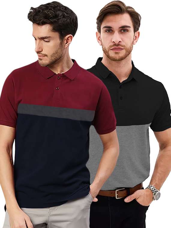 men pack of 2 printed short sleeve regular fit polo t-shirt - 22059436 - Zoom Image - 0
