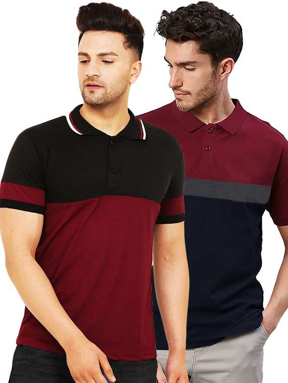 men pack of 2 printed short sleeve regular fit polo t-shirt - 22059438 - Zoom Image - 0