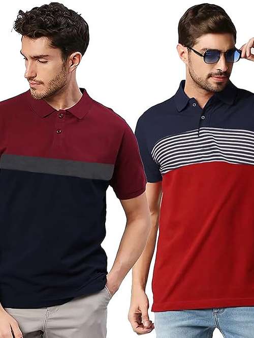 men pack of 2 printed short sleeve regular fit polo t-shirt - 22059440 -  Standard Image - 0