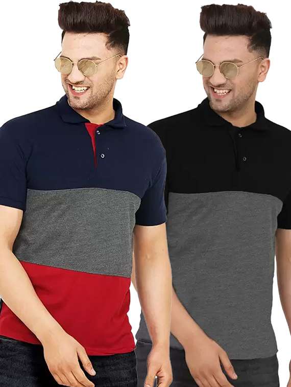 men pack of 2 printed short sleeve regular fit polo t-shirt - 22059448 -  Zoom Image - 0