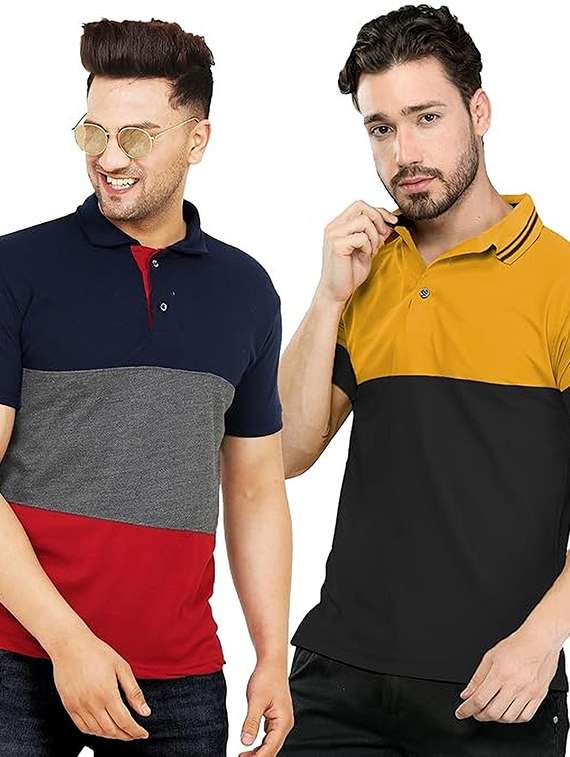 men pack of 2 printed short sleeve regular fit polo t-shirt - 22059453 - Zoom Image - 0