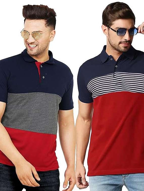men pack of 2 printed short sleeve regular fit polo t-shirt - 22059455 - Zoom Image - 0