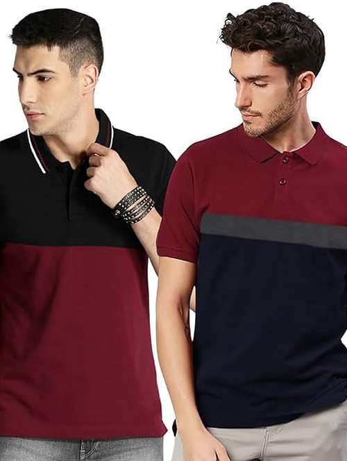 men pack of 2 printed short sleeve regular fit polo t-shirt - 22059457 - Standard Image - 0