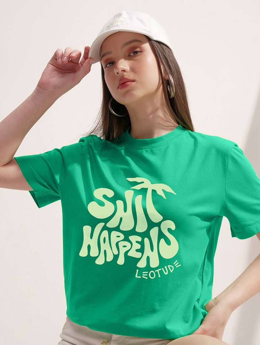 women printed short sleeve regular fit t-shirt