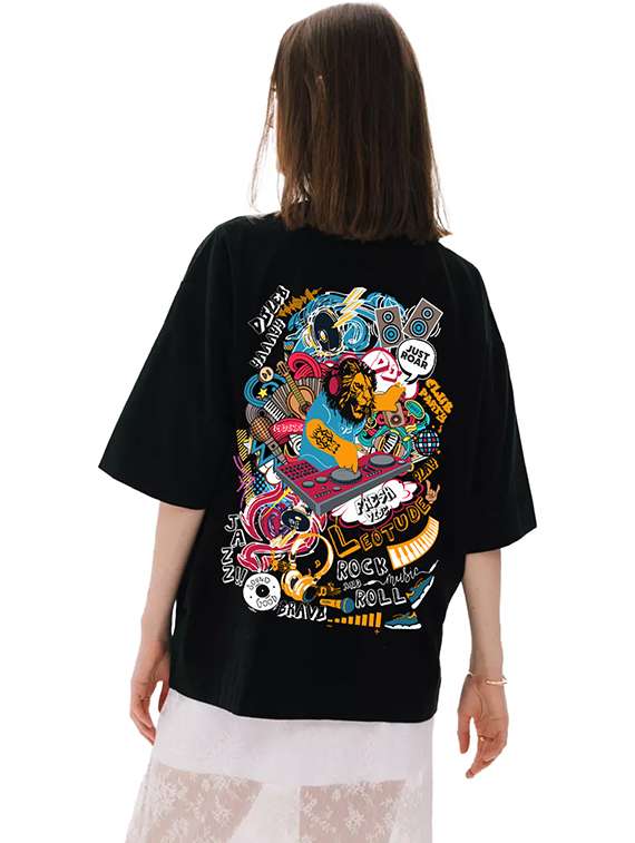 women printed short sleeve oversized fit t-shirt - 22059497 -  Standard Image - 3