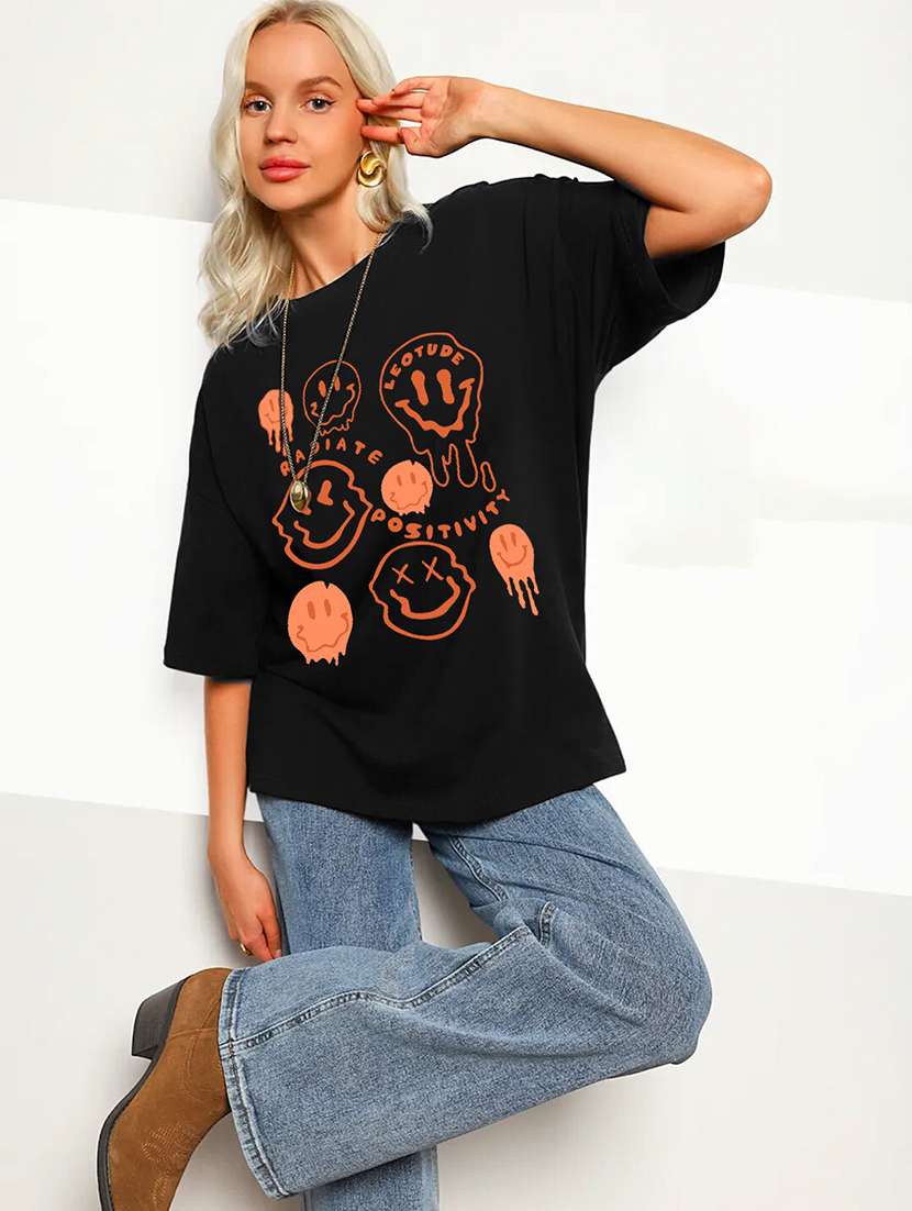 women printed short sleeve oversized fit t-shirt - 22059499 -  Standard Image - 3