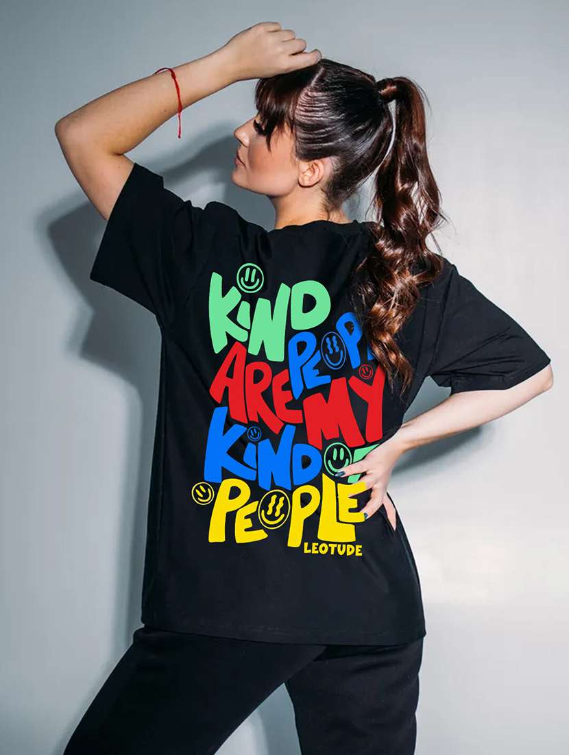 women printed short sleeve oversized fit t-shirt