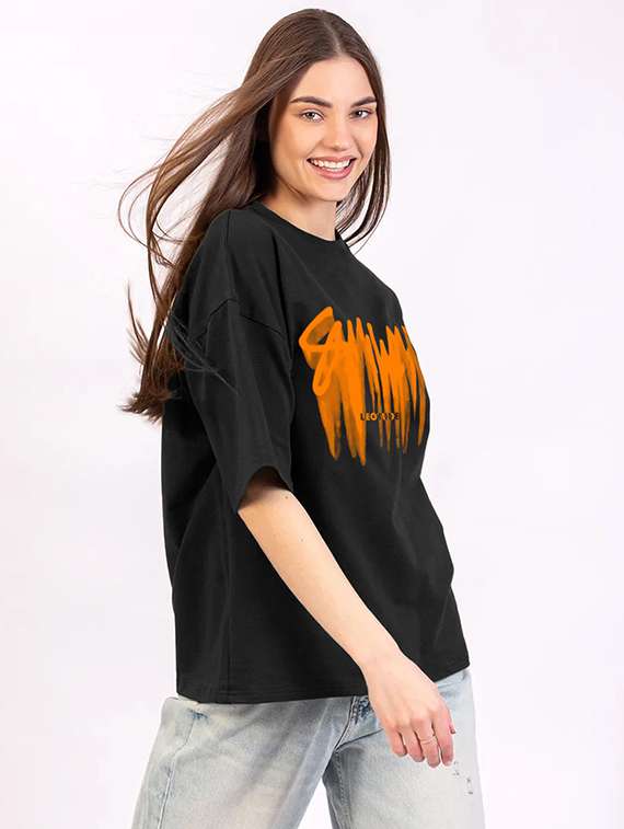 women printed shrort sleeve oversized t-shirt - 22059513 -  Standard Image - 3