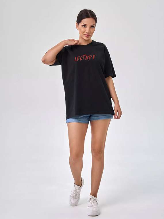 women printed shrort sleeve oversized t-shirt - 22059516 -  Standard Image - 3