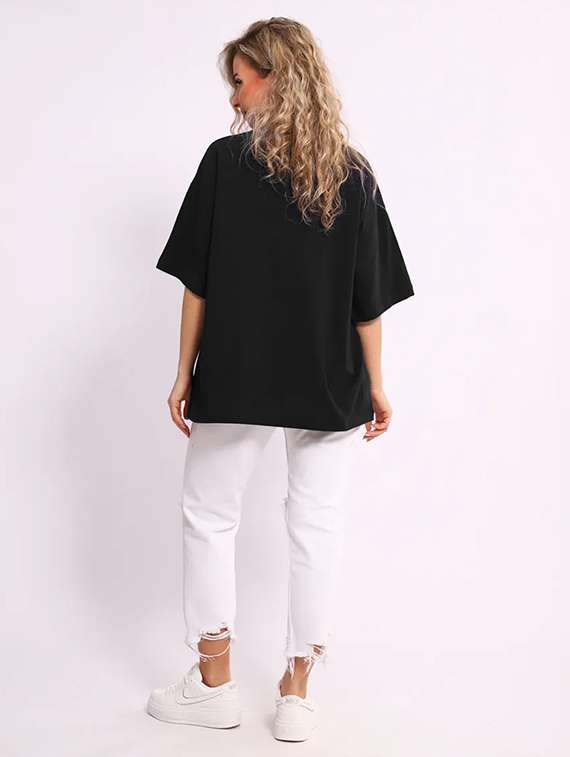 women printed shrort sleeve oversized t-shirt - 22059518 -  Standard Image - 3