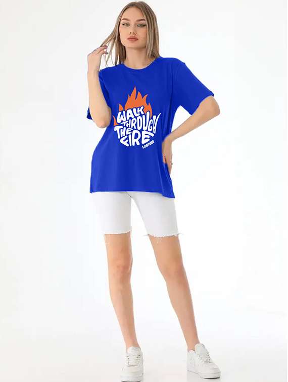 women printed shrort sleeve oversized t-shirt - 22059525 -  Standard Image - 3