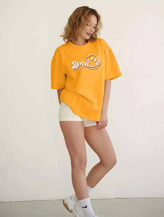 women printed shrort sleeve oversized t-shirt - 22059545 -  Standard Image - 3