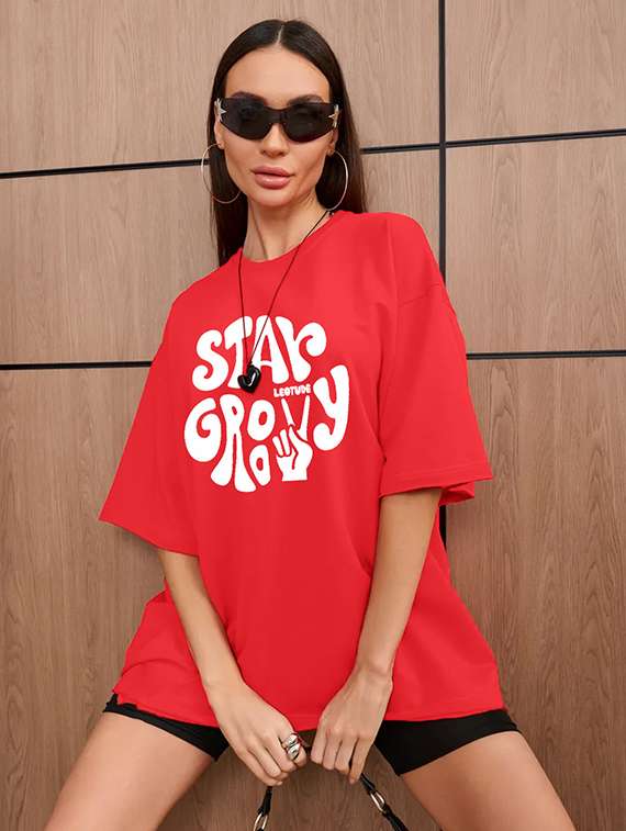 women printed shrort sleeve oversized t-shirt - 22059583 -  Zoom Image - 0