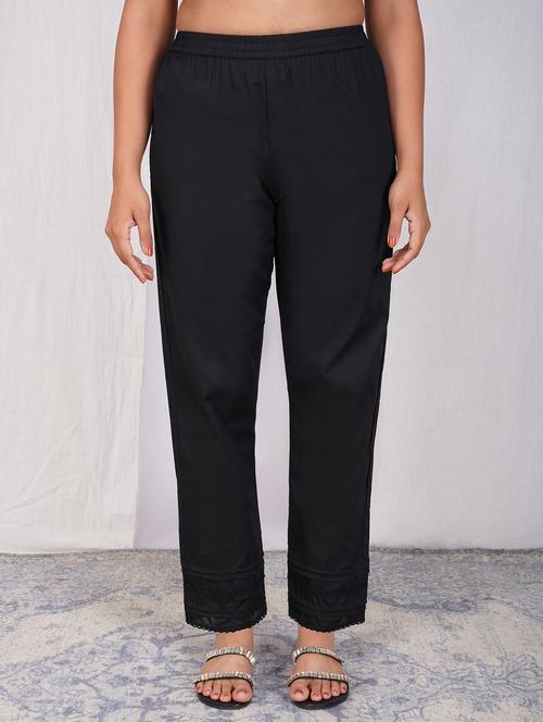 women black solid mid rise cigarette pant - 22059728 - Standard Image - 0