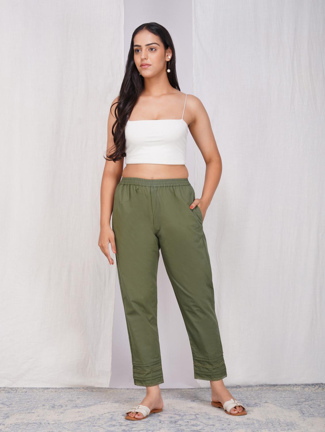 women solid mid rise cigarette pants - 22059729 - Standard Image - 3