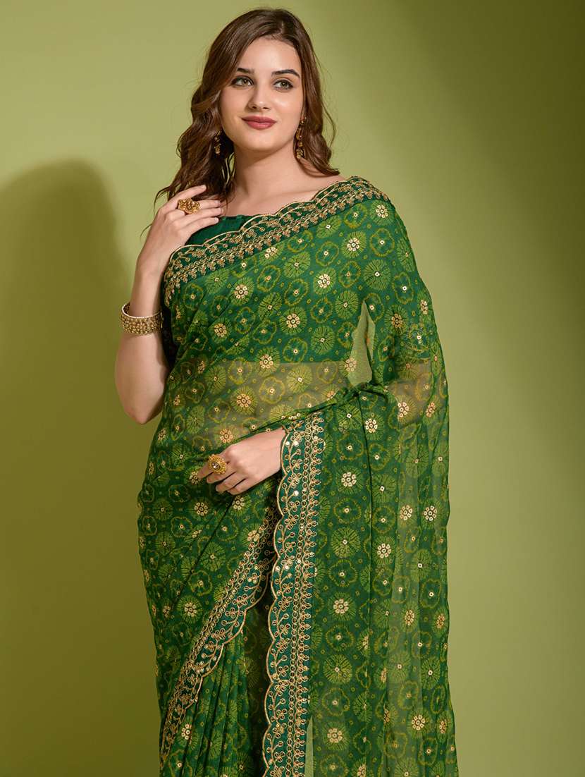 women printed bordered saree with blouse - 22059732 -  Standard Image - 3