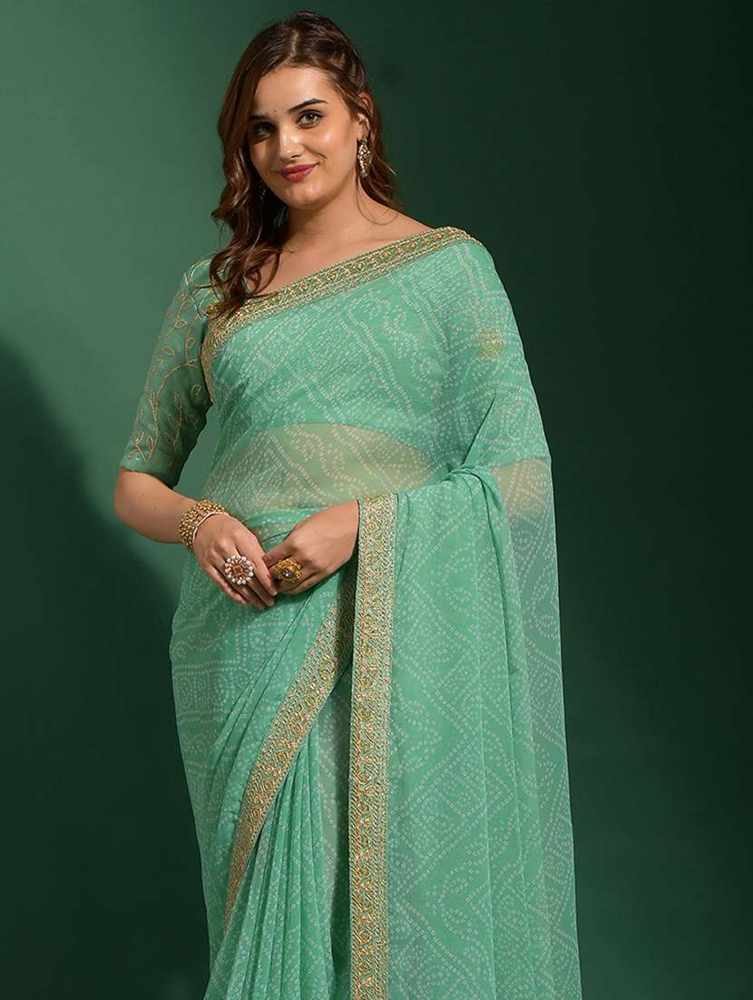 women bandhani printed bordered saree with blouse - 22059740 - Standard Image - 3