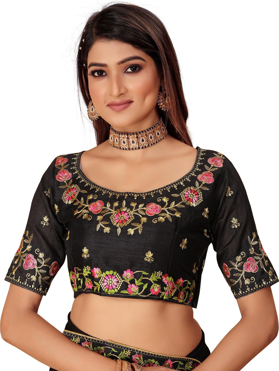 women solid with bordered saree with blouse - 22059934 - Standard Image - 3