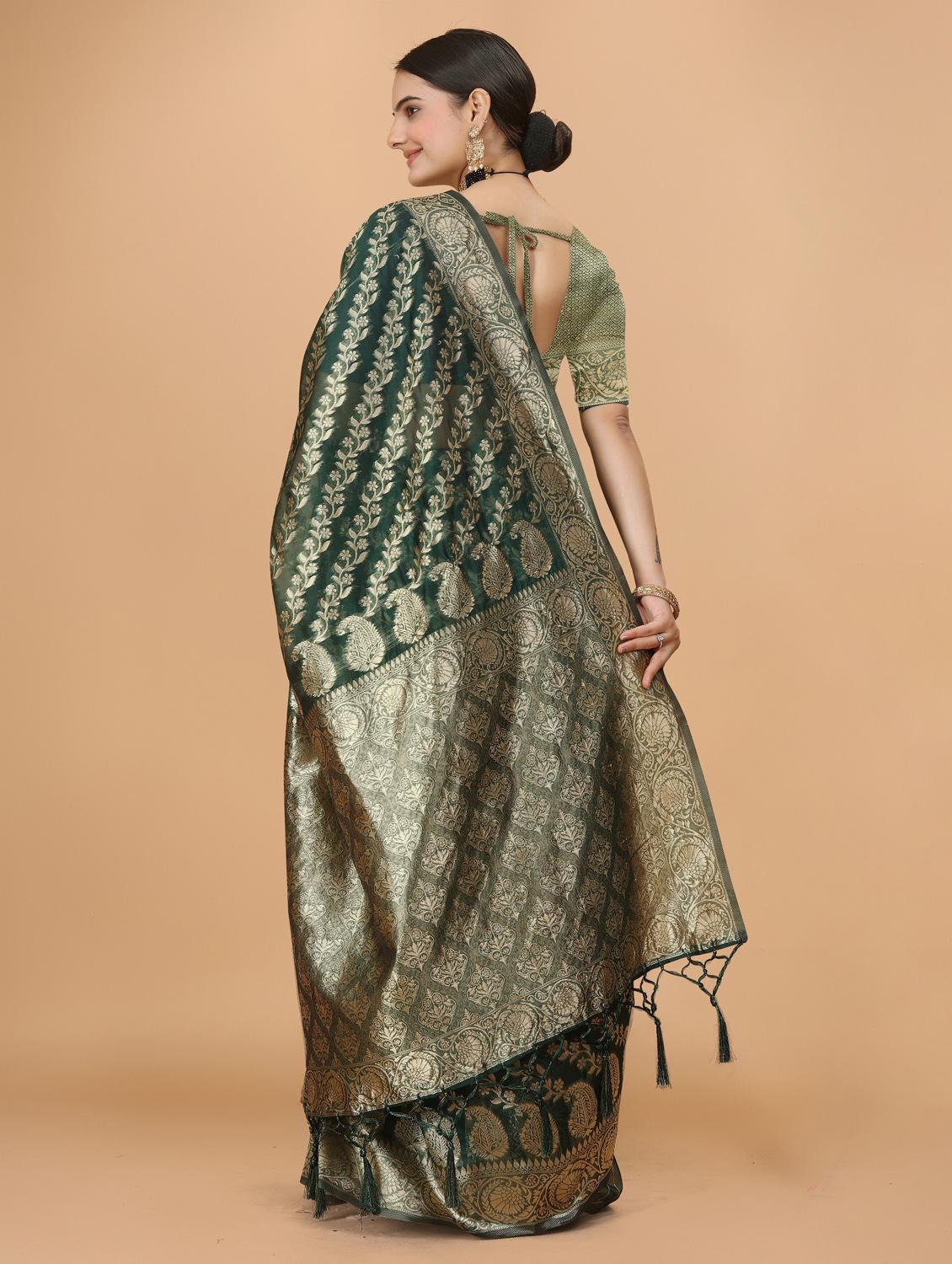 women self design banarasi saree with blouse - 22060020 - Standard Image - 3